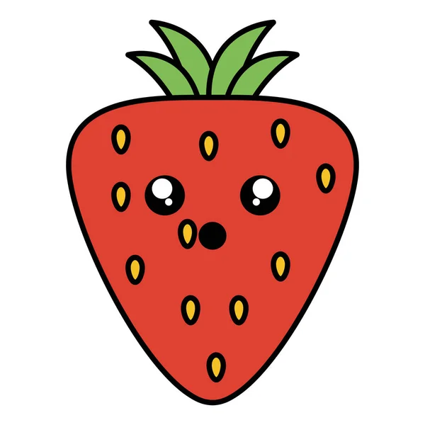 Köstliche Erdbeerfrucht kawaii Charakter — Stockvektor