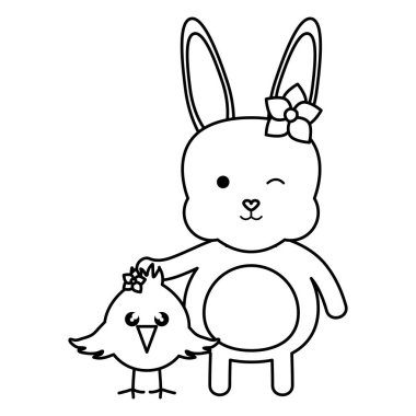 küçük civciv ve tavşan Paskalya karakterler