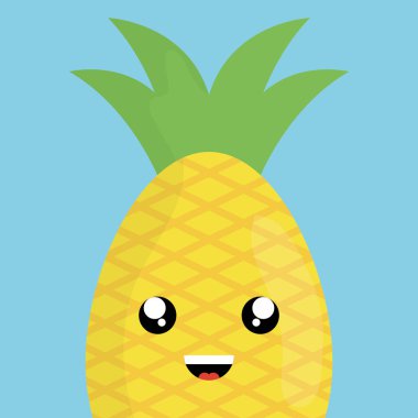 lezzetli ananas meyve kawaii karakter