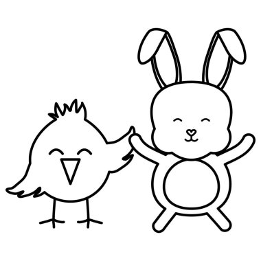 küçük civciv ve tavşan Paskalya karakterler