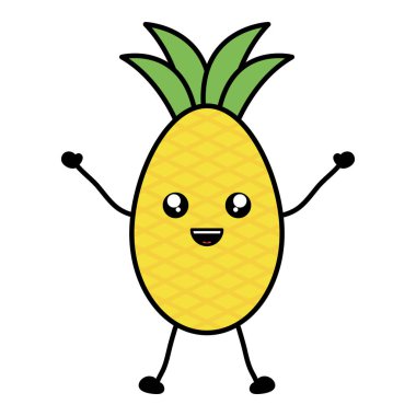 lezzetli ananas meyve kawaii karakter