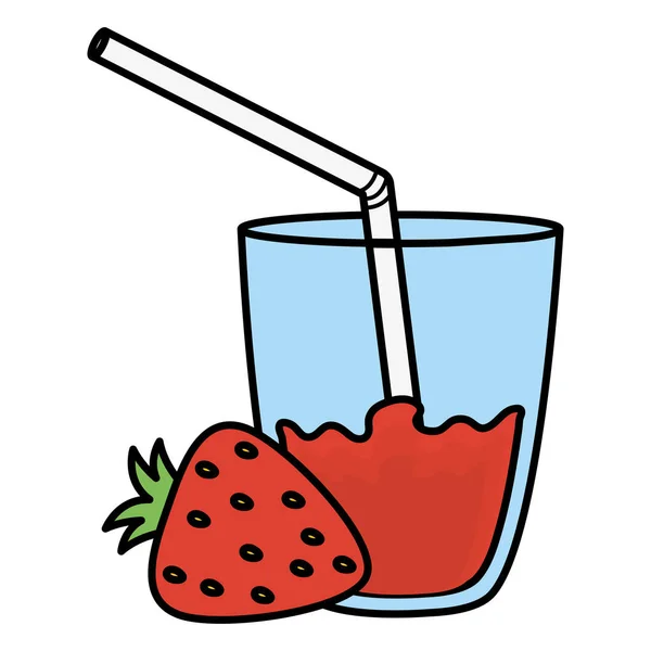 Vaso con jugo de fresa — Vector de stock