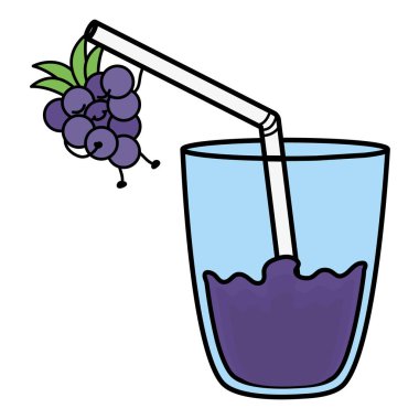 cam suyu üzüm taze meyve kawaii karakteri ile