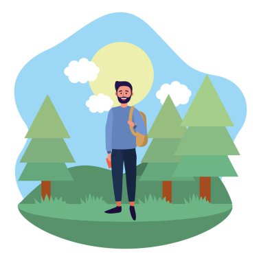 Genç mutlu adam çizgi film