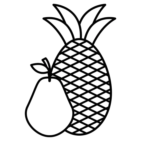 梨和菠萝新鲜水果 — 图库矢量图片