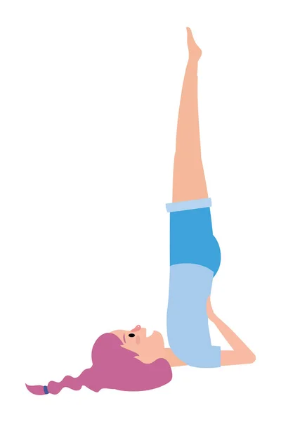 Fit Woman Practicando Yoga — Vector de stock