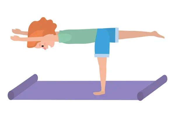 Fit Woman Practicando Yoga — Vector de stock