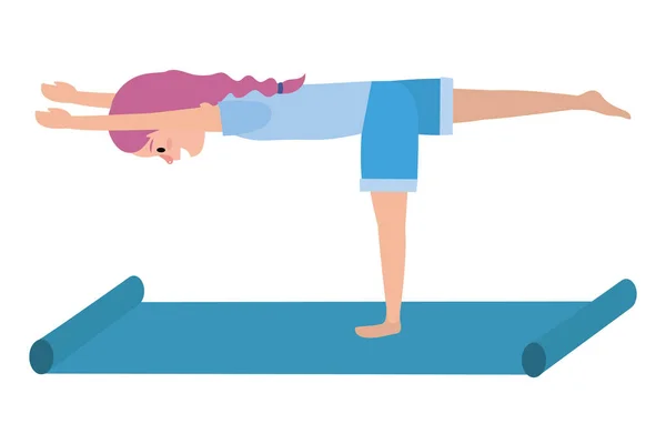 Fit Woman Practicando Yoga — Vector de stock