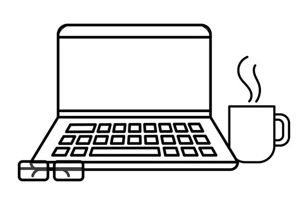 Technology laptop cartoon — Stock Vector
