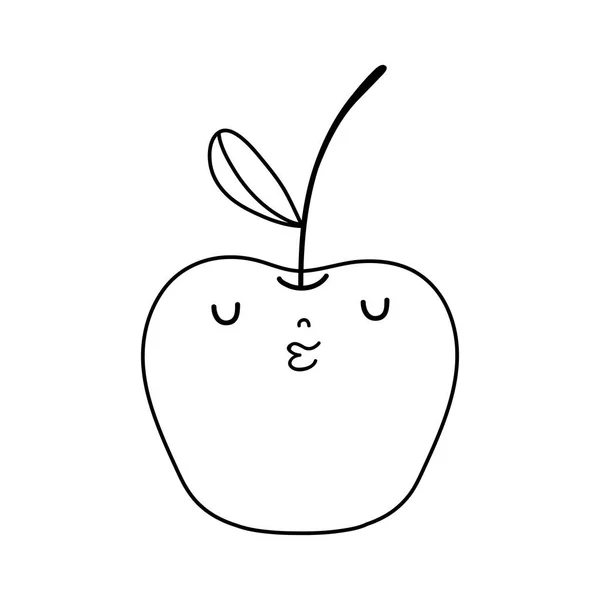 Pomme fraîche kawaii caractère — Image vectorielle