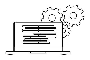Teknoloji laptop çizgi film