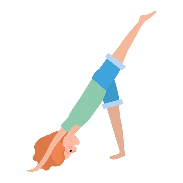 Fit woman practicing yoga - Stok Vektor