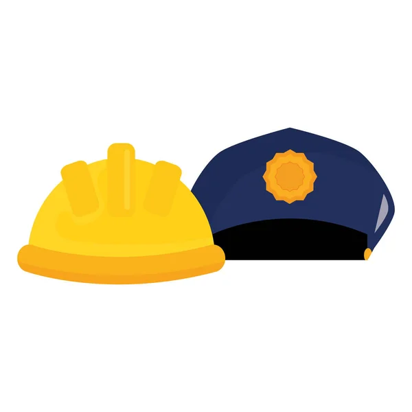 Casque de constructeur avec chapeau de police — Image vectorielle