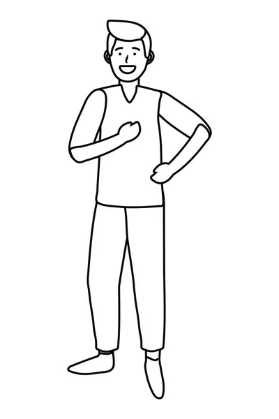 Hombre avatar personaje de dibujos animados blanco y negro — Vector de stock