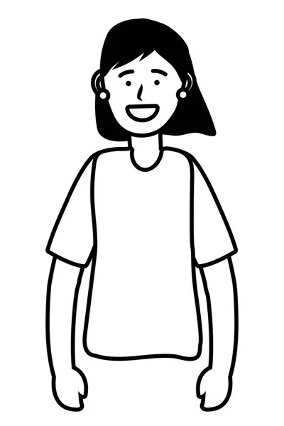 Mujer retrato avatar blanco y negro — Vector de stock
