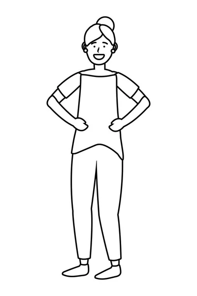 Mujer avatar personaje de dibujos animados blanco y negro — Vector de stock
