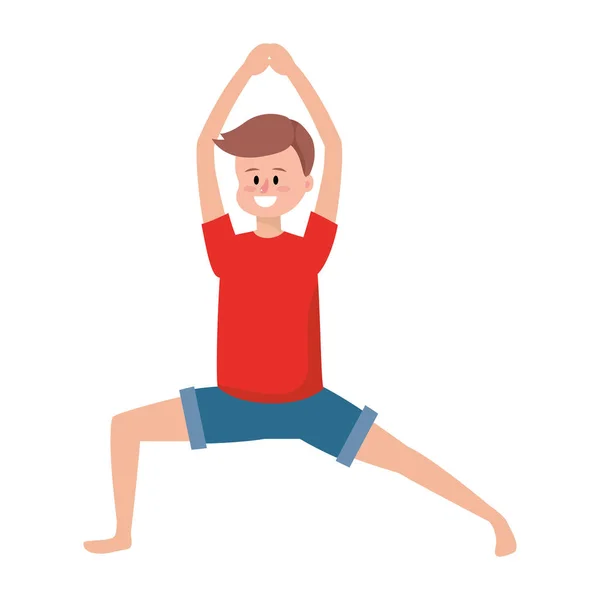 Hombre en forma practicando yoga — Vector de stock