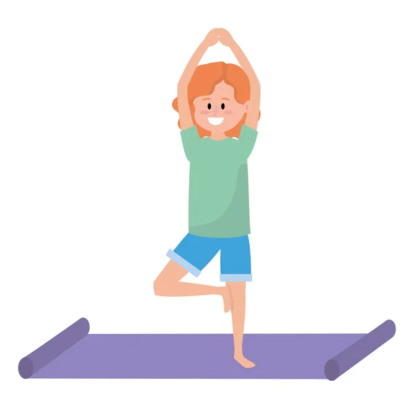 Fit Woman Practicando Yoga — Vector de stock