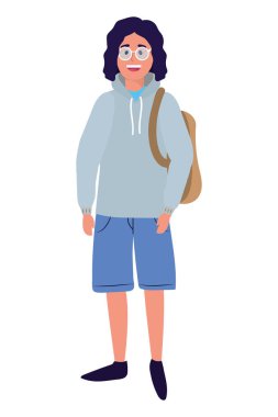 Genç mutlu adam çizgi film