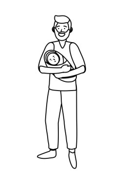 adam taşıma bebek siyah ve beyaz