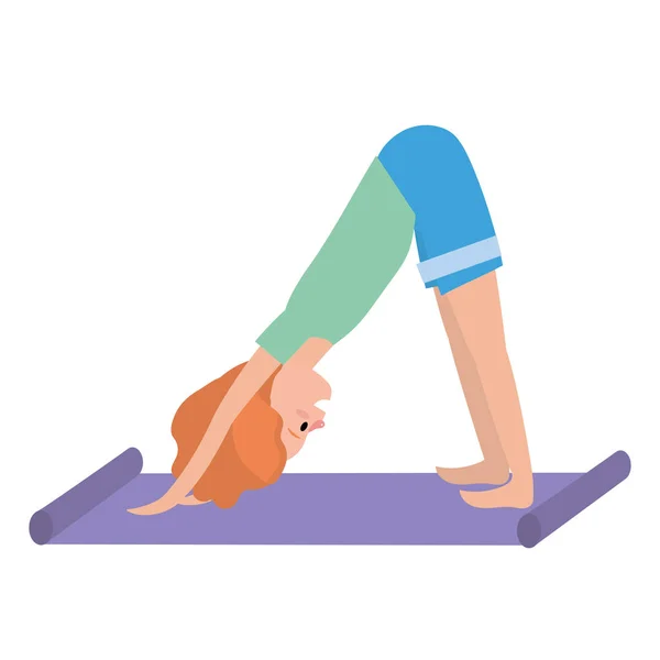 Fit Woman Practicando Yoga — Vector de stock