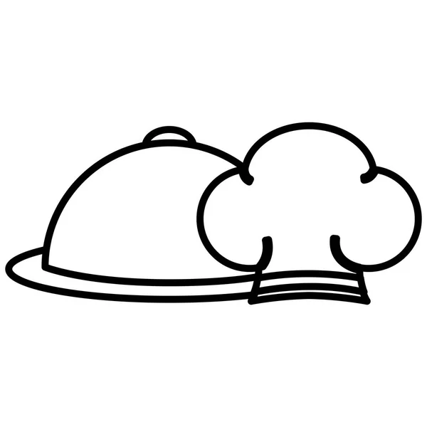 Chapeau de chef uniforme avec plateau serveur — Image vectorielle