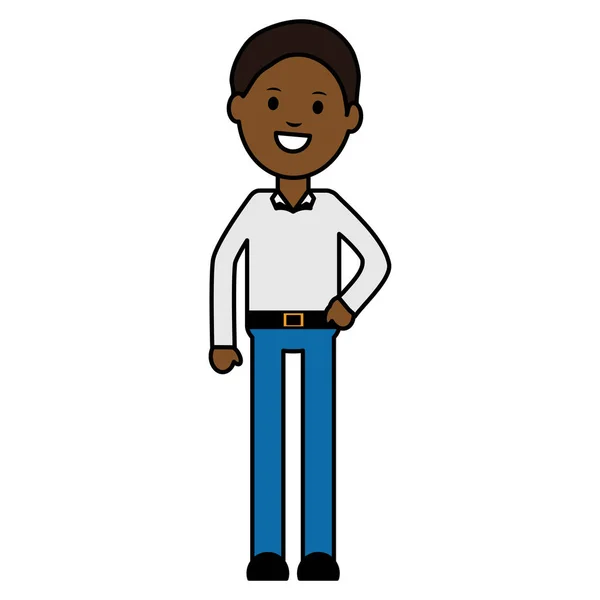 Genç siyah erkek avatar karakter — Stok Vektör