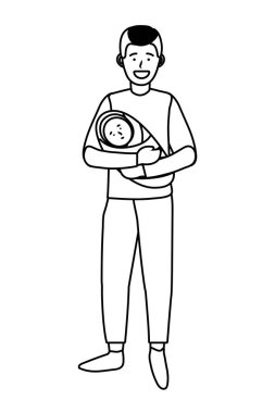 adam taşıma bebek siyah ve beyaz