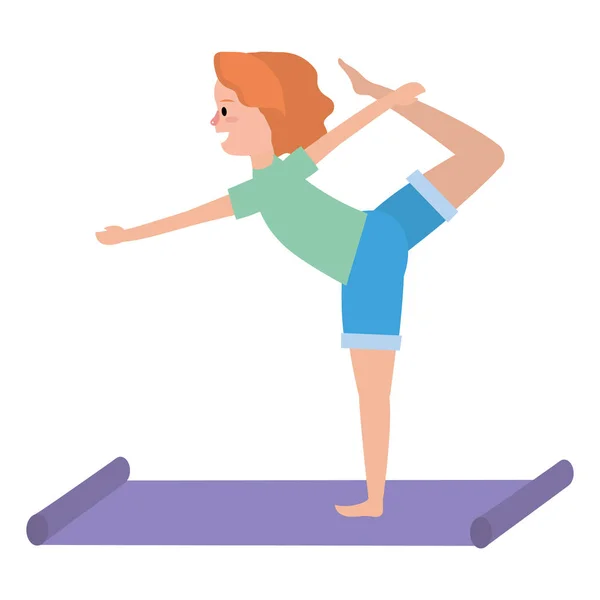 Fit Woman Practicando Yoga — Vector de stock