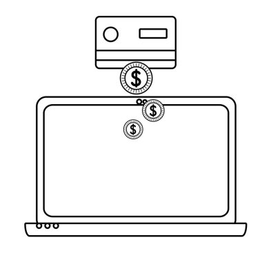 Siyah Beyaz alışveriş online kavramı