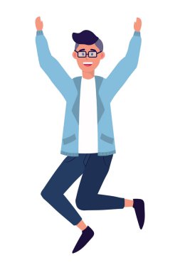 Genç mutlu adam çizgi film