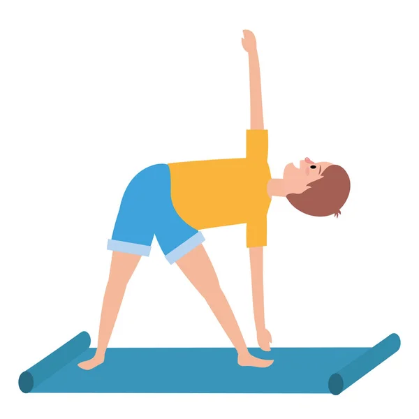 Hombre en forma practicando yoga — Vector de stock