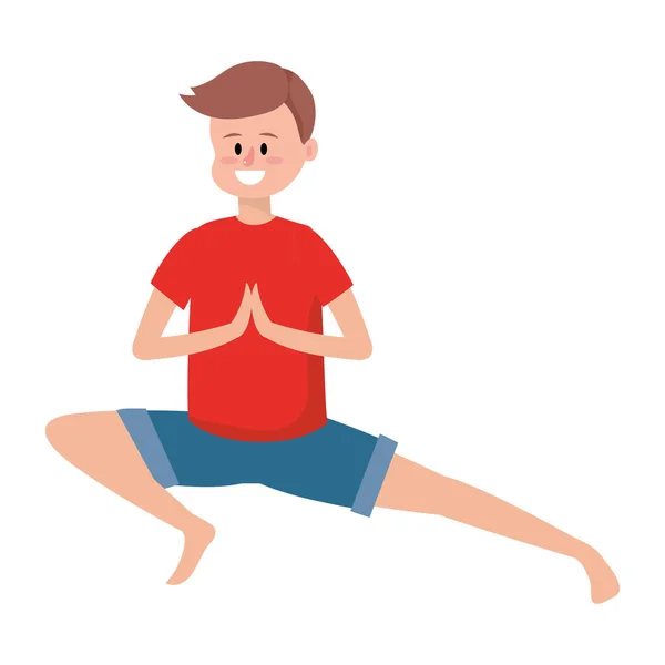 Fit man practicing yoga — Stock Vector