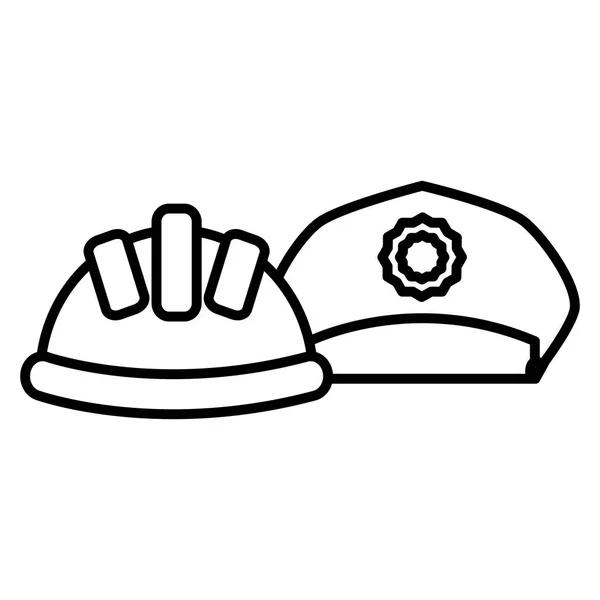 Casque de constructeur avec chapeau de police — Image vectorielle