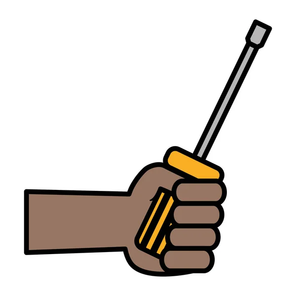 Hand with screwdriver tool — Stock Vector