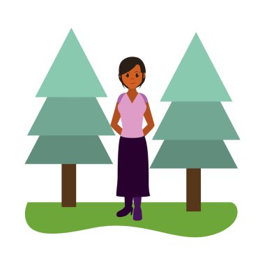 Genç kadın çizgi film