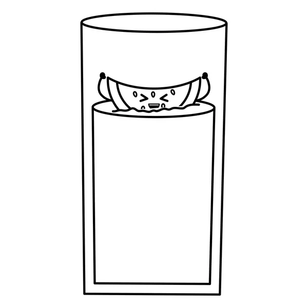 Ποτήρι με χυμό καρπουζιού φρέσκα φρούτα kawaii χαρακτήρα — Διανυσματικό Αρχείο