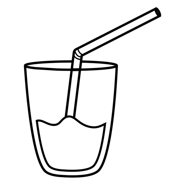 Vaso con zumo de fruta y paja — Vector de stock