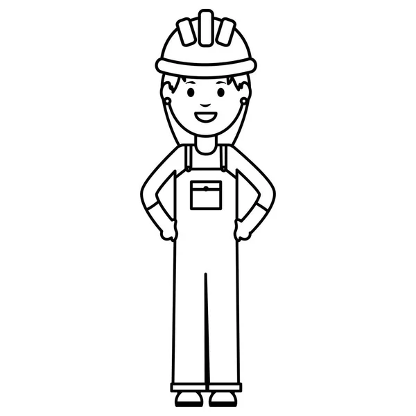 Trabalhador construtor feminino com capacete — Vetor de Stock