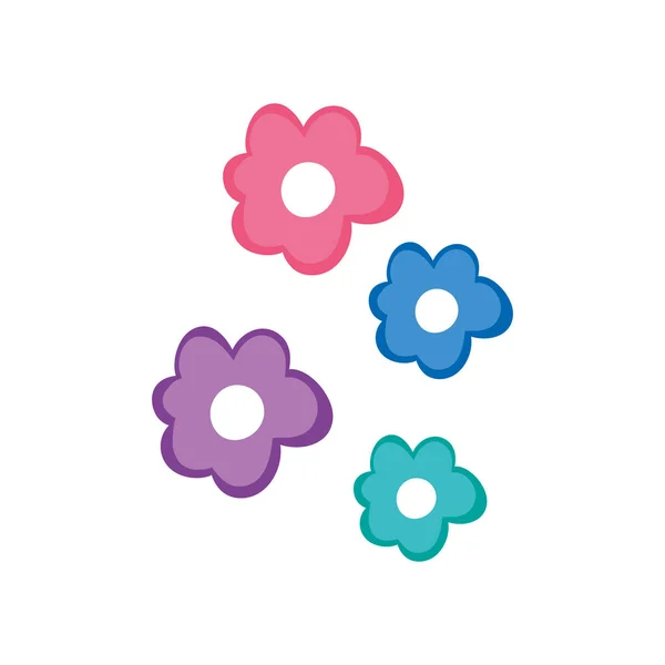 Cute flowers drawn icon — Stock Vector