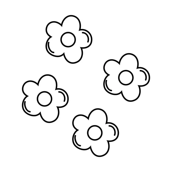 Cute flowers drawn icon — Stock Vector