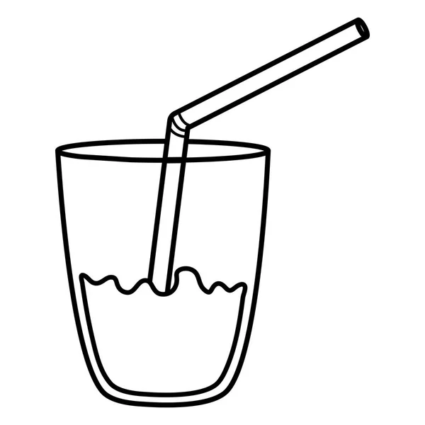 Vaso con zumo de fruta y paja — Archivo Imágenes Vectoriales