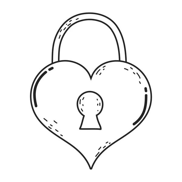 Hänglås med hjärta kärlek ikon — Stock vektor