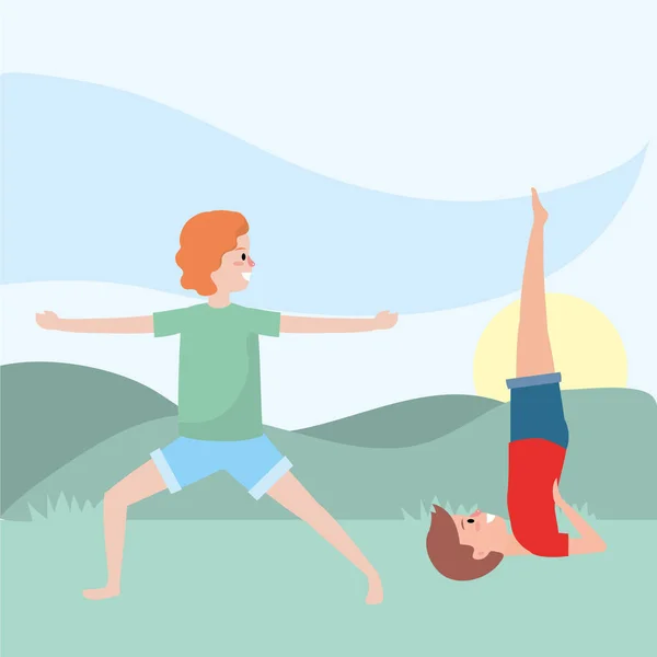 Pareja en forma practicando yoga — Archivo Imágenes Vectoriales