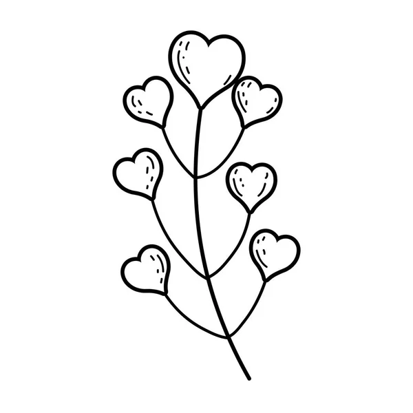 Větev s rostlinou srdce — Stockový vektor