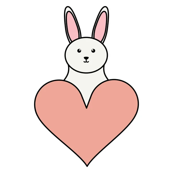 Niedliches kleines Kaninchen mit Herzensliebe — Stockvektor