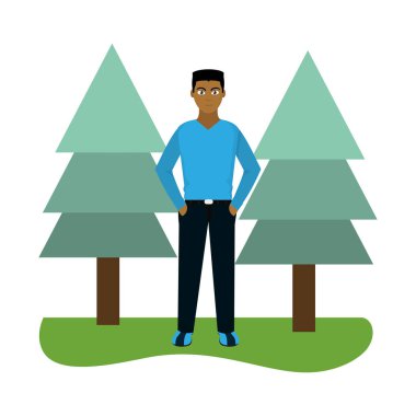 Genç adam vücut çizgi film