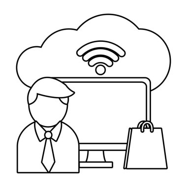 İş ofis ve pazarlama siyah beyaz