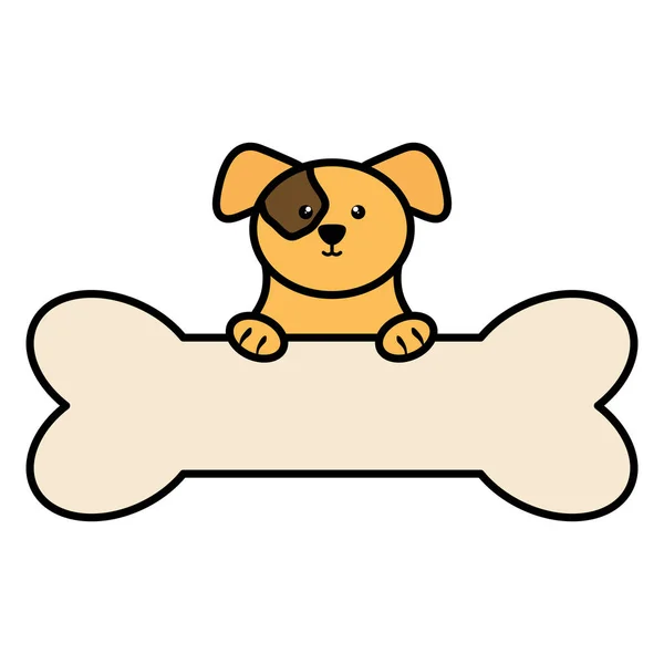 Lindo perrito mascota con hueso — Vector de stock