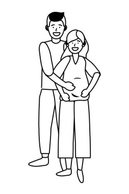 hamile çift avatar siyah ve beyaz